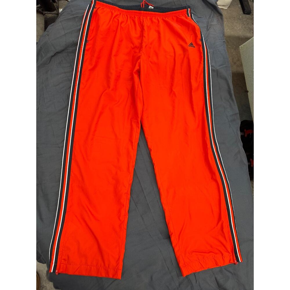Adidas Vintage Y2K 2004 Red w/Black Striped Wide Leg Track Pants Size X-Large